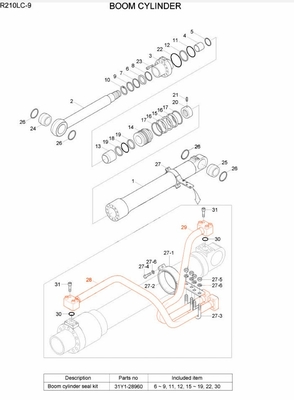 R210 R215 Εκσκαφέας Υδραυλικός κυλίνδρος πετρελαίου Σιδηροδρομικές σωλήνες σωλήνες σωλήνες σωλήνες σωλήνες