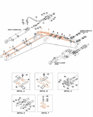 Κατασκευαστικό εργοστάσιο Hyundai R210 R215 Excavator Hydraulic System Distributor Pipe