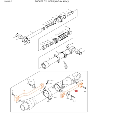 Χάλυβα Excavator υδραυλικό κύλινδρο σωλήνα 31Y1-15535 31Y1-15695 Για HYUNDAI R305