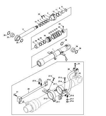 Χάλυβα Excavator υδραυλικό κύλινδρο σωλήνα 31Y1-15535 31Y1-15695 Για HYUNDAI R305