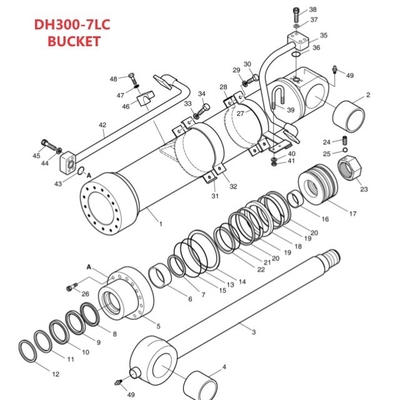 Καταστήματα δομικών υλικών Doosan DH300LC-7 Υδραυλικό σύστημα διανομής σωλήνα κουβά
