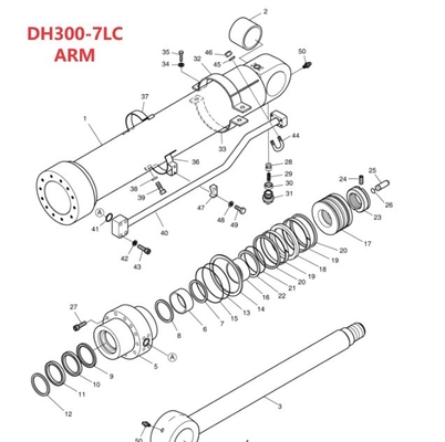 Δούλος υδραυλικού διανομήτρου DH300LC-7 για σιδερένιο σωλήνα σκάφους