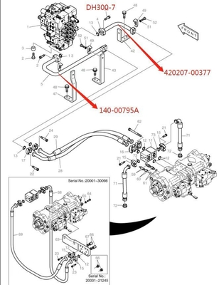 DH300LC-7 Υδραυλικό σύστημα διανομή μεσαίου βραχίονα σωλήνα για εξορυκτήρα σιδηροσωλήνα Κατάλληλο