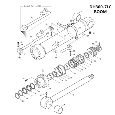 DH300LC-7 Υδραυλικό σύστημα διανομή μεσαίου βραχίονα σωλήνα για εξορυκτήρα σιδηροσωλήνα Κατάλληλο