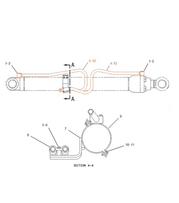 Χάλυβα σωλήνα Caterpillar 336D υδραυλικός σωλήνας κύλινδρο 204-8358 204-8359 για σωλήνα Boom